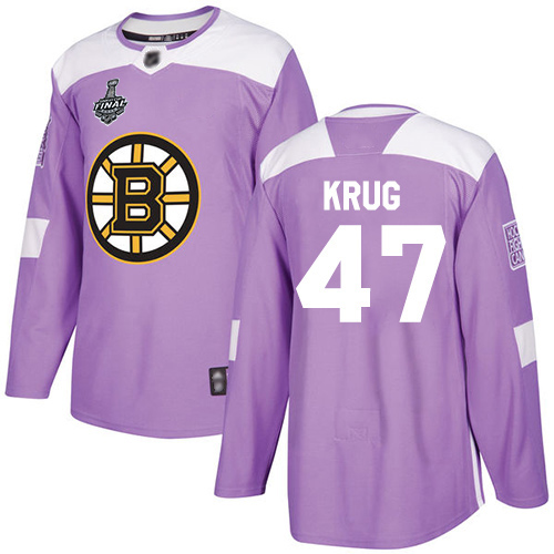 Adidas Bruins #47 Torey Krug Purple Authentic Fights Cancer Stanley Cup Final Bound Youth Stitched NHL Jersey